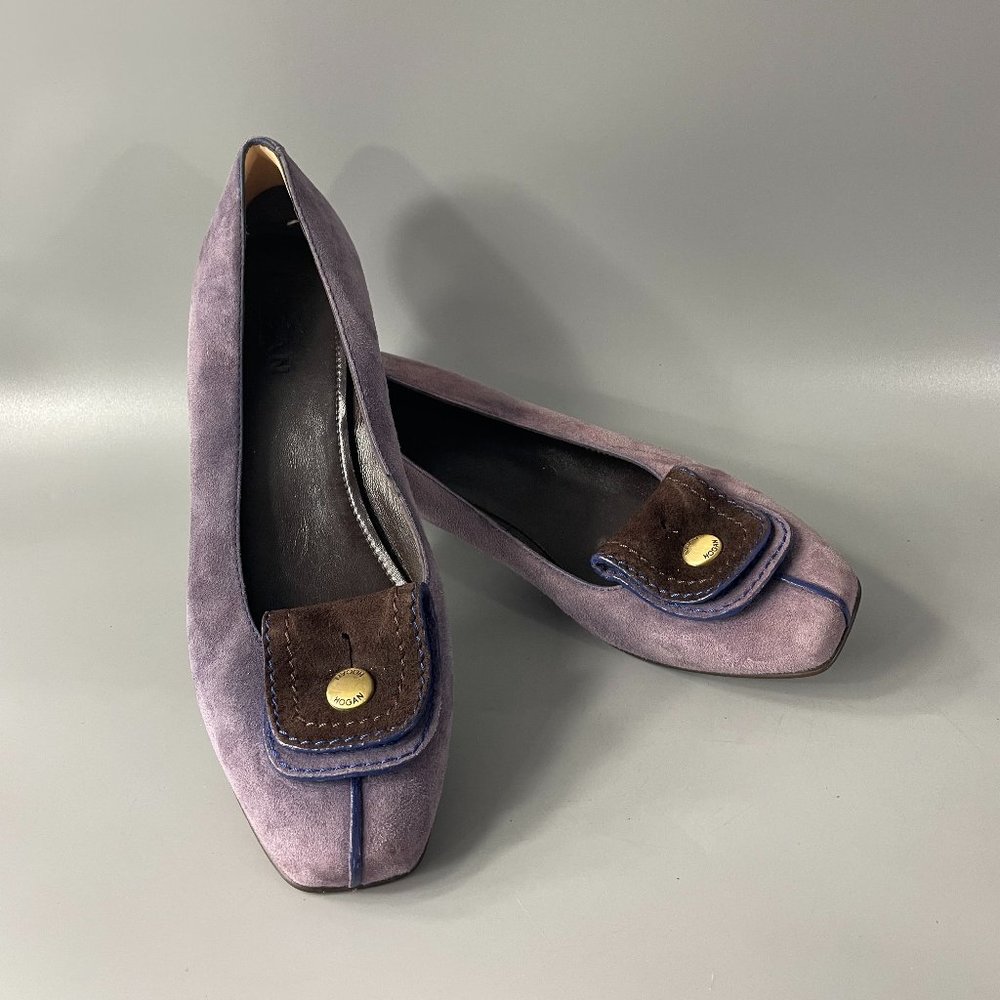 Hogan Made In Italy Purple Suede Heels, Size 10